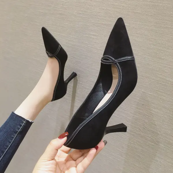 Modest / Simple Green Casual Pumps 2020 Suede 7 cm Stiletto Heels Pointed Toe Pumps