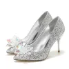 Sparkly Charming Ivory Cinderella Crystal Wedding Shoes 2020 Sequins 7 cm Stiletto Heels Pointed Toe Wedding Pumps