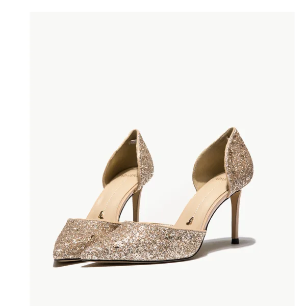 Sparkly Black Evening Party Womens Shoes 2020 Sequins 8 cm Stiletto Heels Pointed Toe Heels