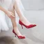 Chinese style Red Pearl Wedding Shoes 2020 Rhinestone 8 cm Stiletto Heels Pointed Toe Wedding Pumps