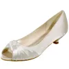 Classy Champagne Satin Bridesmaid Wedding Shoes 2020 3 cm Low Heel Open / Peep Toe Wedding Pumps