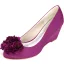 Chic / Beautiful Champagne Prom Womens Shoes 2020 Satin Appliques 6 cm Wedges Pointed Toe