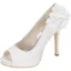 Elegant Ivory Prom Pumps 2020 Satin Appliques 11 cm Stiletto Heels Open / Peep Toe Pumps