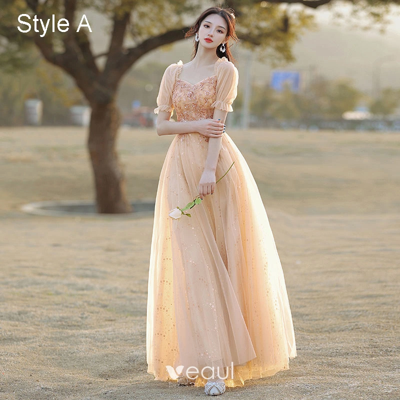 Long sleeve champagne hot sale bridesmaid dresses