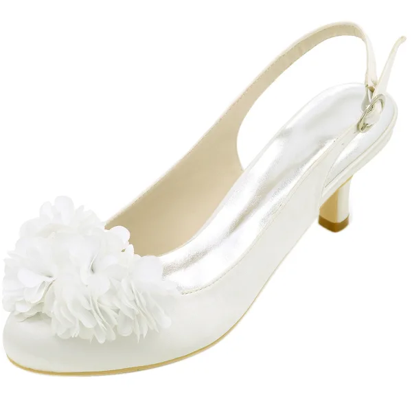 Elegant Champagne Prom Womens Shoes 2020 Satin Appliques 6 cm Stiletto Heels Round Toe Heels