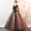 Elegant Black Prom Dresses 2020 Ball Gown V-Neck Butterfly Appliques Lace Flower 3/4 Sleeve Backless Floor-Length / Long Formal Dresses