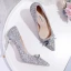 Błyszczące Szampan Buty Ślubne 2020 Kokarda Cekiny 10 cm Szpilki Szpiczaste Ślub Czółenka