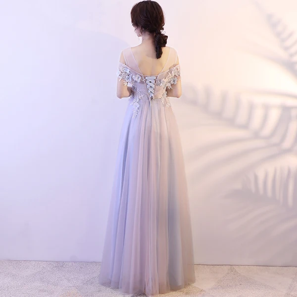 Elegant Silver Prom Dresses 2018 A-Line / Princess Appliques Rhinestone Shoulders Backless Sleeveless Floor-Length / Long Formal Dresses