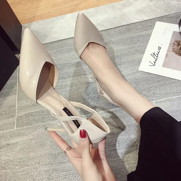 Abordable Noire Désinvolte Chaussures Femmes 2020 9 cm Talons Aiguilles À Bout Pointu Talons