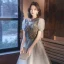 Charming Grey Star Sequins Party Dresses 2021 A-Line / Princess V-Neck Short Sleeve Tea-length Cocktail Party Evening Party Formal Dresses