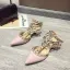 Fashion Beige Street Wear Rivet Womens Sandals 2020 Ankle Strap 4 cm Thick Heels Pointed Toe Low Heel Sandals