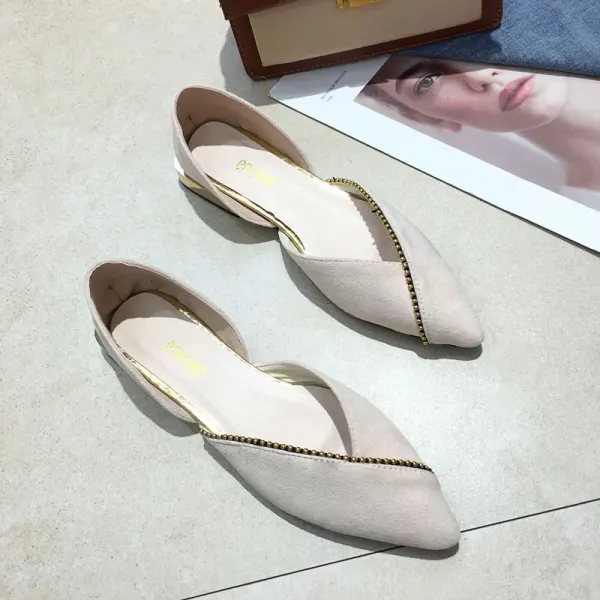 Modest / Simple Black Casual Suede Flat Womens Shoes 2020 Pointed Toe