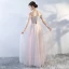 Chic / Belle Perle Rose Robe De Bal 2018 Princesse En Dentelle Appliques Cristal De l'épaule Dos Nu Sans Manches Longue Robe De Ceremonie