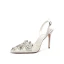 Charmant Ivory / Creme Spitze Strass Brautschuhe 2020 Knöchelriemen 10 cm Stilettos Spitzschuh Hochzeit High Heels