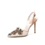 Sexy Champagne Lace Rhinestone Wedding Shoes 2020 Ankle Strap 10 cm Stiletto Heels Pointed Toe Wedding Heels