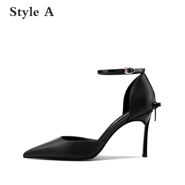 Fashion Nude Evening Party Womens Shoes 2020 Bow Ankle Strap 8 cm Stiletto Heels Pointed Toe Heels
