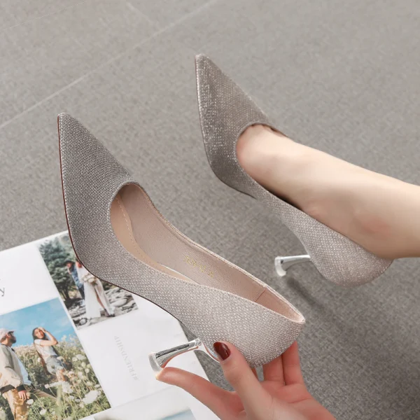 Schön Farbverlauf Rosa Brautschuhe 2020 Pailletten 7 cm Stilettos Spitzschuh Hochzeit Pumps