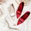 Classy Ivory Satin Rhinestone Wedding Shoes 2020 10 cm Stiletto Heels Pointed Toe Wedding Pumps