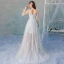 Elegant Sky Blue Summer Evening Dresses  2018 A-Line / Princess Lace Flower Beading Scoop Neck Backless Long Sleeve Sweep Train Formal Dresses
