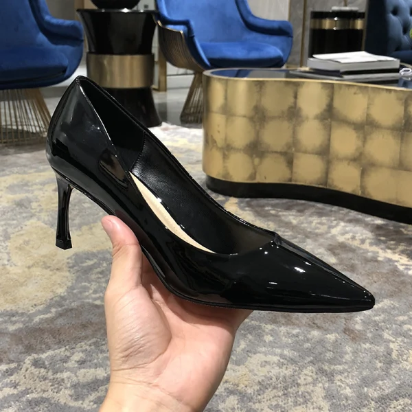 Enkel Elfenben Kontor OL Pumps 2020 Patent Lær 7 cm Stiletthæler Spisse Pumps