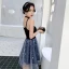 Sexy Bleu Marine Daim Robe De Fete 2021 Princesse Bretelles Spaghetti Étoile Paillettes Sans Manches Dos Nu Courte Cocktail Soirée Robe De Ceremonie