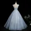 Charming Sky Blue Beading Sequins Appliques Prom Dresses 2025 Ball Gown Square Neckline Sleeveless Backless Floor-Length / Long Prom Formal Dresses