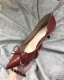Chic / Beautiful Burgundy Street Wear Leather Pumps 2020 Bow 3 cm Stiletto Heels Pointed Toe Low Heel Pumps