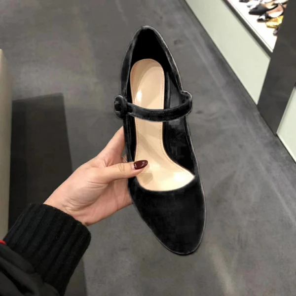 Vintage / Retro Nude Casual Pumps 2020 Suede 8 cm Thick Heels Round Toe Pumps