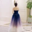 Chic / Belle Dégradé De Couleur Robe De Soirée 2018 Princesse En Dentelle Fleur Bustier Dos Nu Sans Manches Longue Robe De Ceremonie