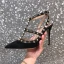 Schöne Schwarz Abend Niet Sandalen Damen 2020 8 cm Stilettos Spitzschuh Sandaletten