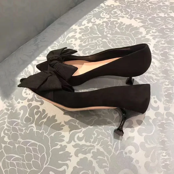 Chic / Belle Noire Désinvolte Noeud Escarpins 2020 5 cm Talons Aiguilles À Bout Pointu Escarpins