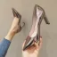 Silber Strassenmode Leder Herbst Frühling Sommer Thick Heels 8 cm Pumps 8 cm / 3 inch Spitzschuh 2020 Edles Pumps