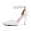 Élégant Ivoire Promo Chaussures Femmes 2020 Perle En Dentelle Fleur Bride Cheville 8 cm Talons Aiguilles À Bout Pointu Talons