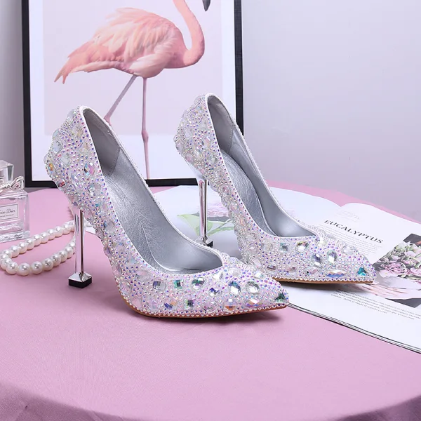 Sparkly Multi-Colors Rhinestone Wedding Shoes 2020 9 cm Stiletto Heels Pointed Toe Wedding Pumps
