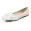 Chic / Belle Ivoire Désinvolte En Dentelle Fleur Plat Chaussures Femmes 2020 Faux Diamant À Bout Pointu