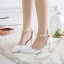 Chic / Beautiful Ivory Cocktail Party Womens Shoes 2020 Pearl Rhinestone Ankle Strap 6 cm Stiletto Heels Pointed Toe High Heels