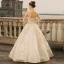 Luxury / Gorgeous Ivory Wedding Dresses 2018 Ball Gown Beading Appliques Lace Pearl Sequins Scoop Neck Backless 3/4 Sleeve Floor-Length / Long Wedding