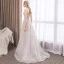 Élégant Gris Robe De Soirée 2018 Princesse En Dentelle Étoile Perlage Bretelles Spaghetti Dos Nu Sans Manches Train De Balayage Robe De Ceremonie