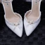 Elegant Ivory Cocktail Party Womens Shoes 2020 Ankle Strap Bow 9 cm Stiletto Heels Pointed Toe Heels