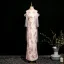 Stunning Champagne Beading Pearl Sequins Lace Flower Evening Dresses 2025 Trumpet / Mermaid High Neck Sleeveless Backless Floor-Length / Long Evening Party Formal Dresses