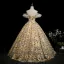 Flower Fairy Yellow Beading Sequins Lace Flower Floral Prom Dresses 2025 Ball Gown Spaghetti Straps Short Sleeve Backless Floor-Length / Long Formal Dresses