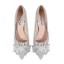 Charmant Silber Brautschuhe 2020 Pailletten Kristall Strass Schleife 9 cm Stilettos Spitzschuh Hochzeit Pumps
