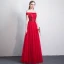 Chic / Beautiful Burgundy Prom Dresses 2018 A-Line / Princess Lace Appliques Beading Off-The-Shoulder Backless Sleeveless Floor-Length / Long Formal Dresses