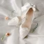 Elegant Ivory Lace Wedding Shoes 2020 Bow 6 cm Stiletto Heels Pointed Toe Wedding Pumps