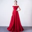 Chic / Belle Bordeaux Robe De Soirée 2018 Princesse En Dentelle Appliques Perlage Paillettes De l'épaule Dos Nu Sans Manches Train De Balayage Robe De Ceremonie