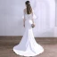 Simple Blanche Robe De Mariée 2018 Trompette / Sirène En Dentelle Perlage Encolure Dégagée 1/2 Manches Dos Nu Train De Balayage Mariage