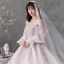 Luxury / Gorgeous Ivory Wedding Dresses 2020 Ball Gown Off-The-Shoulder Beading Crystal Sequins Long Sleeve Backless Royal Train