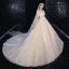 High-end Ivory Lace Flower Wedding Dresses 2020 Ball Gown Scoop Neck Beading Pearl Short Sleeve Covered Button Cathedral Train