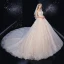 Charming Ivory Lace Flower Wedding Dresses 2020 Ball Gown Strapless Sequins Sleeveless Backless Royal Train