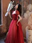 Mode Rouge Robe De Bal 2021 Princesse Encolure Dégagée Perlage Cristal Paillettes Manches Courtes Dos Nu Longue Promo Robe De Ceremonie